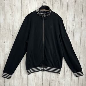 Adidas Silver Collab Black 3 Stripe Long Sleeve Zip Up Sweat Shirt Medium